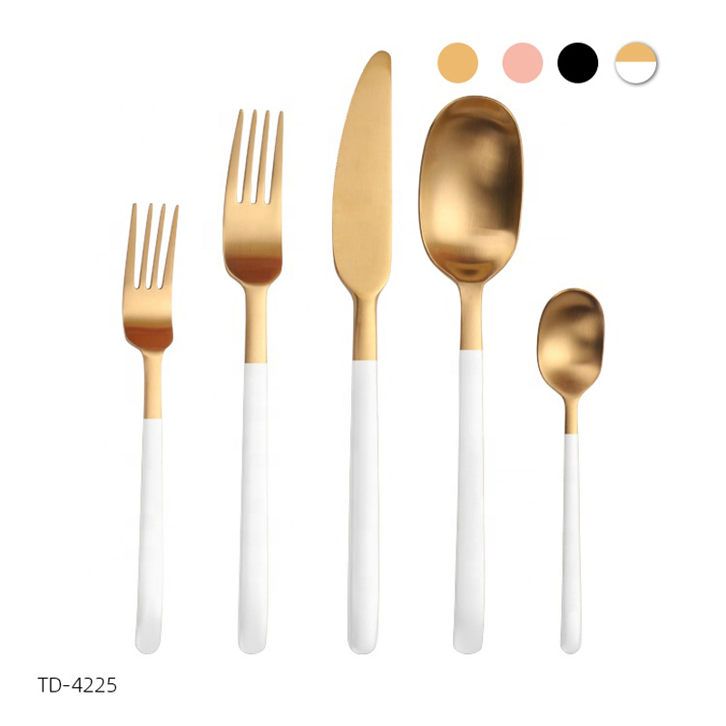 Weißes und Gold Flat ware PVD Beschichtung Edelstahl Weißbesteck Set