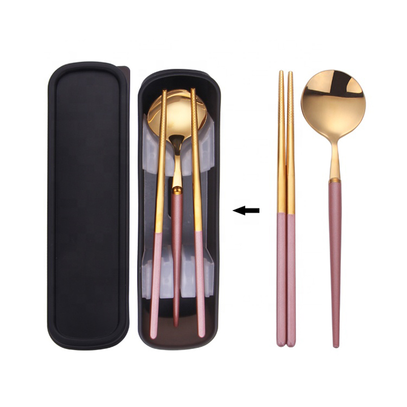 Esslöffel Essstäbchen Rotgold Picknickbox Besteck Set Reise