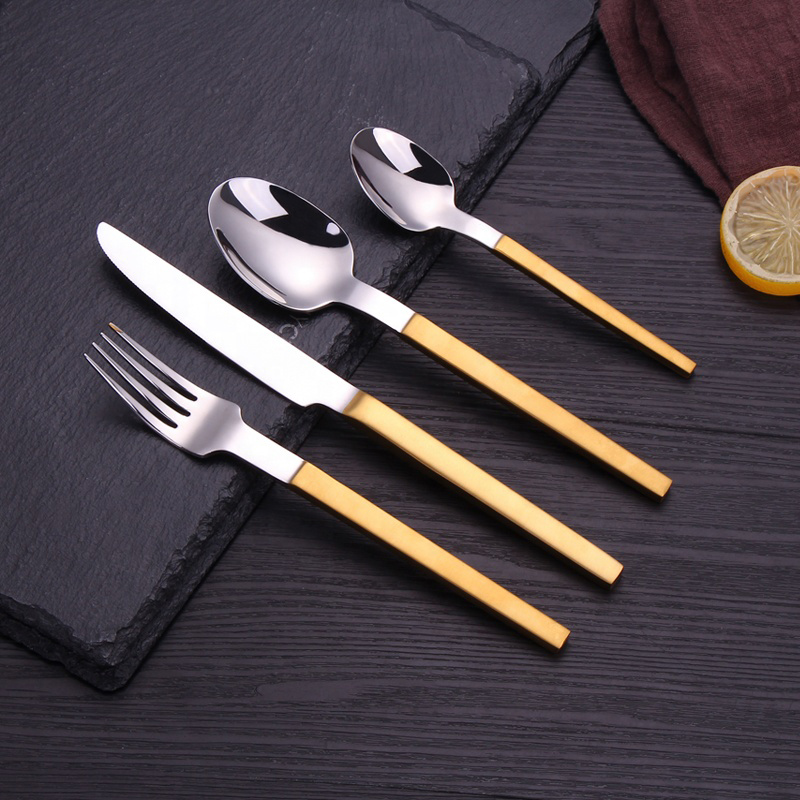 Matt Gold \/ Schwarz Griff Metall Besteck Set Edelstahl Besteck