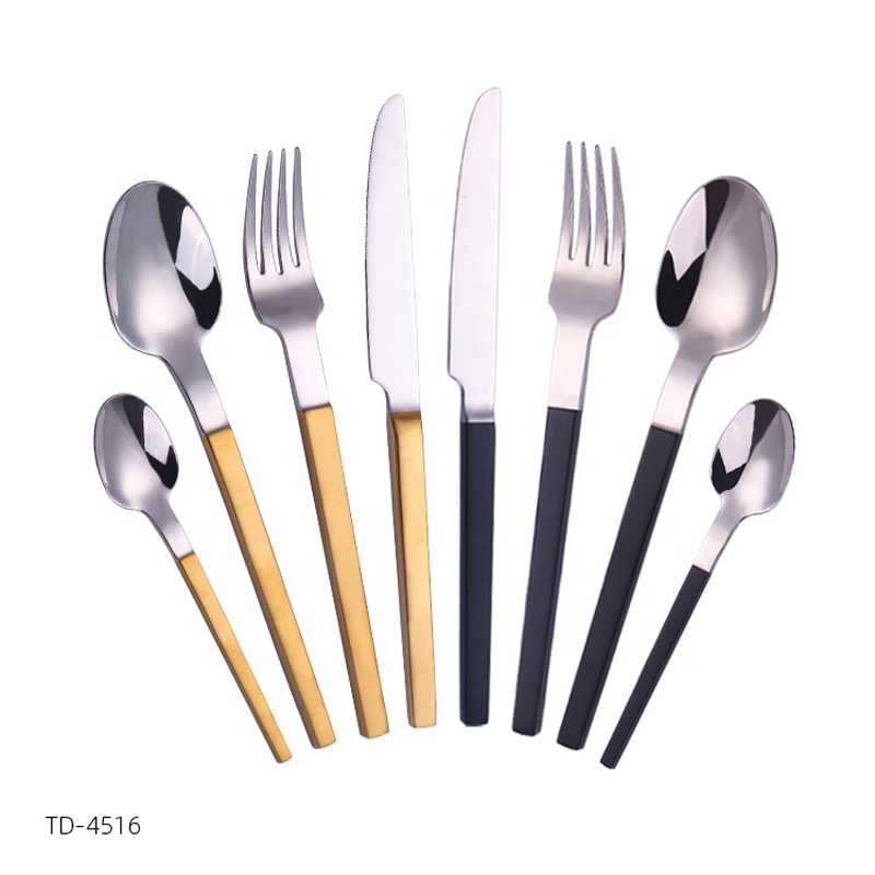 Matt Gold \/ Schwarz Griff Metall Besteck Set Edelstahl Besteck